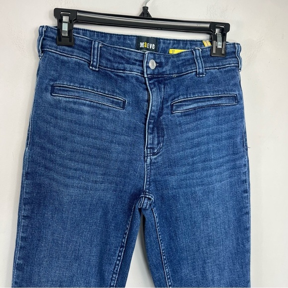 Maeve Anthropologie Size 27 High Rise Mod Stretch Slim Straight Crop Jeans JB - Picture 2 of 6